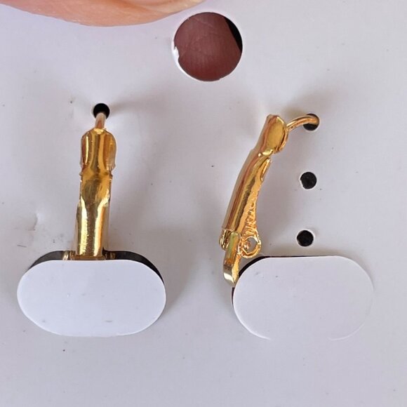 Dangling Gold-Plated Earrings w/Aqua and Clear Rhinestone Accents by Jin na la - Picture 5 of 7